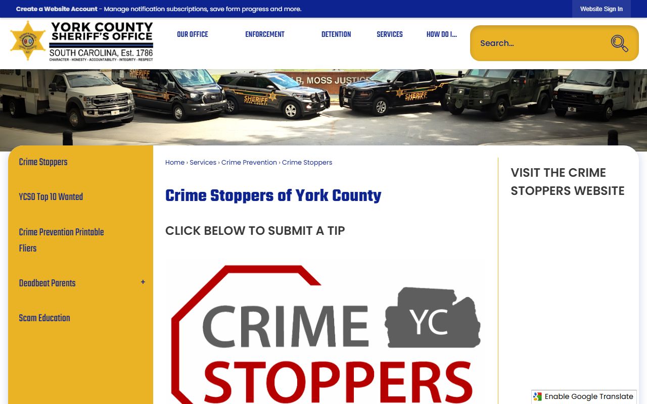 York County arrest records Crime Stoppers source