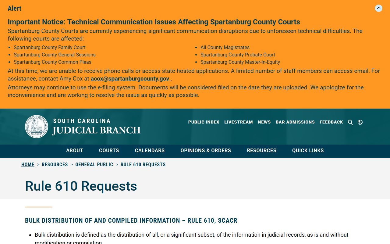 York County court records Judicial Branch Rule 610 request source