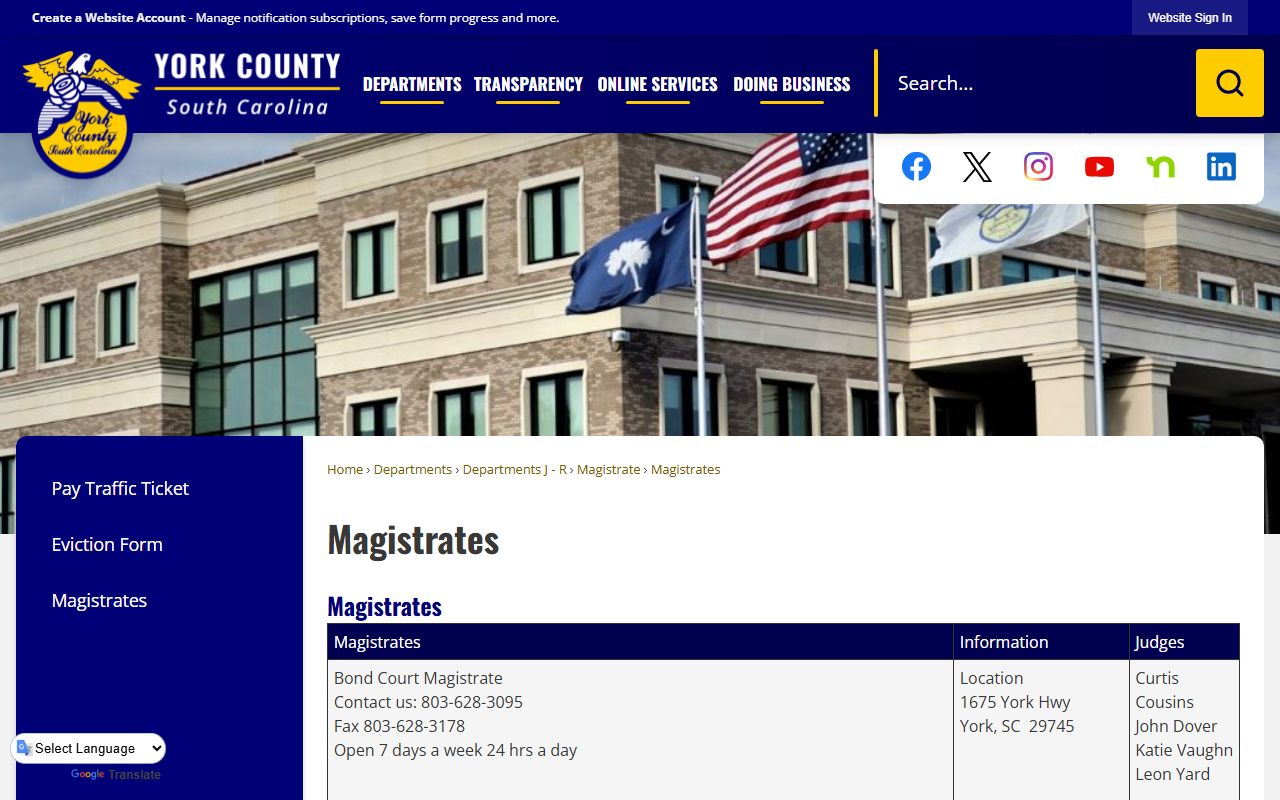York County court records magistrate offices list