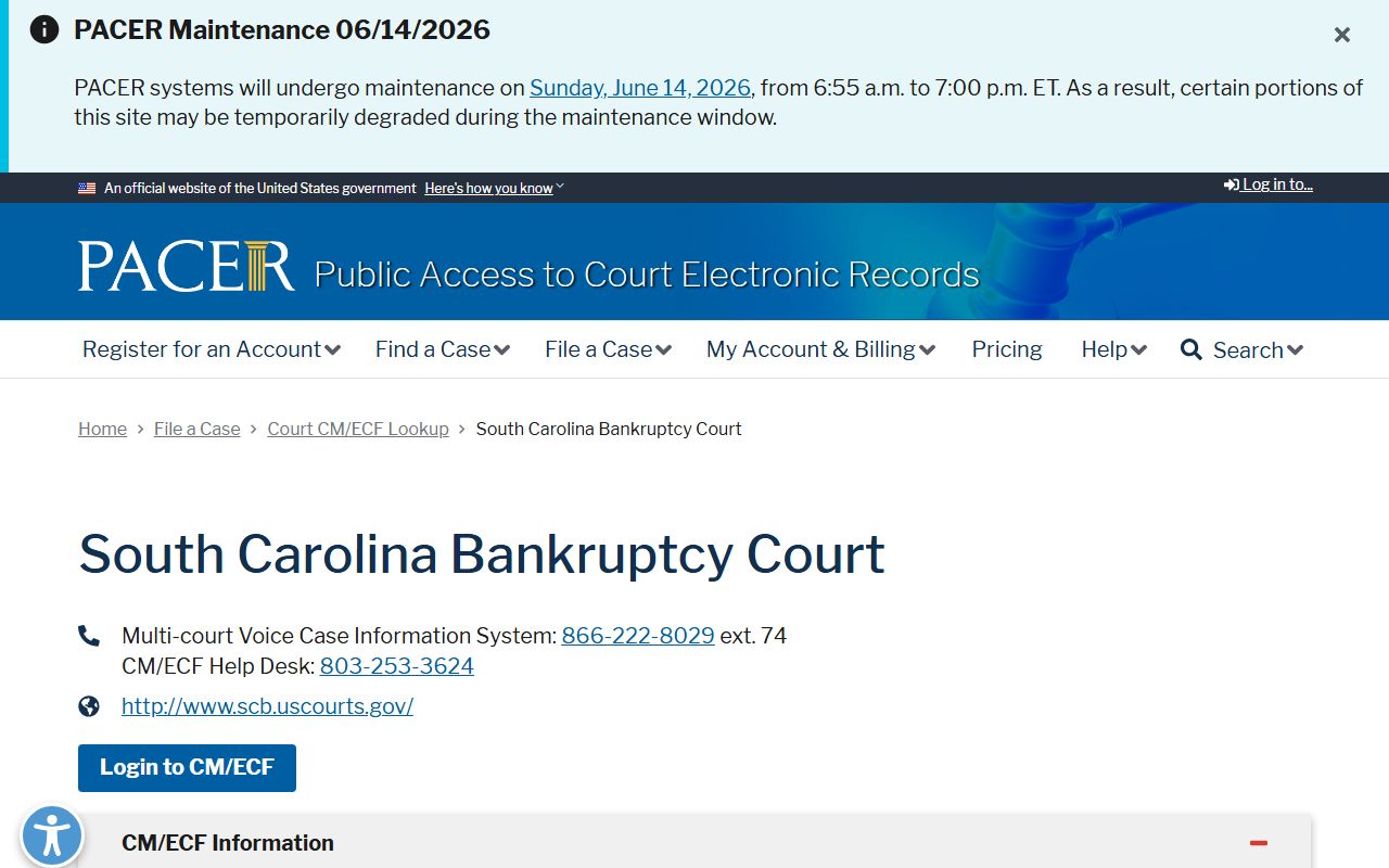 York County divorce records PACER South Carolina bankruptcy lookup
