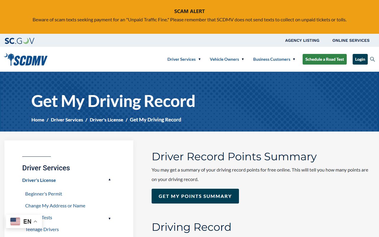York County traffic court records SCDMV driving record